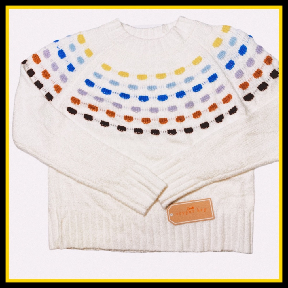 NWT COPPER KEY IVORY so SOFT SWEATER BIG DOT Detail Size S - Picture 6 of 9